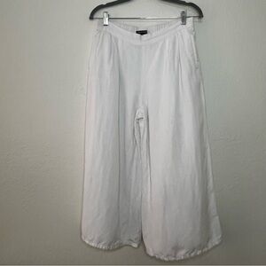 Chelsea Theodore White Lined Linen Blend Capri Cropped Pants Women’s Size Medium